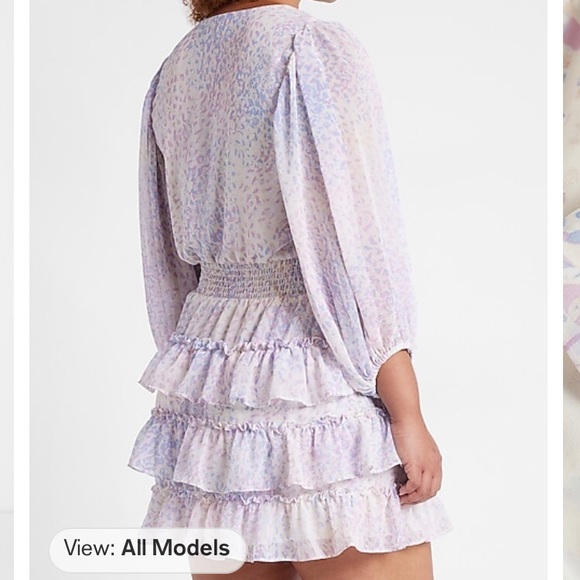 Express smocked waist tiered ruffle mini dress NWT - Picture 6 of 11